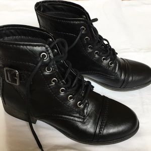 Black combat ankle boots